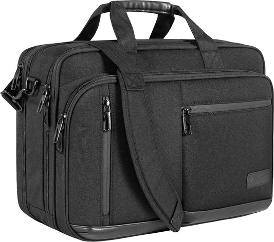 17,3 inch laptop aktetas voor mannen en vrouwen, hoogwaardige schoudertas, waterafstotende laptoptas met RFID-vak, uitbreidbare messenger bag