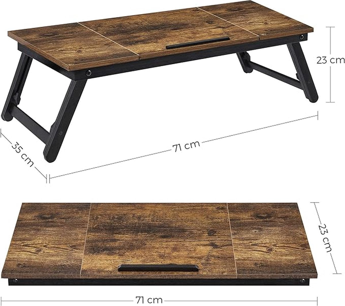 Bedtafel - Opvouwbaar dienblad - laptoptafel voor bed, laptoptafel voor bed, laptoptafel voor lezen of ontbijt, 35D x 71W x 23H centimeter