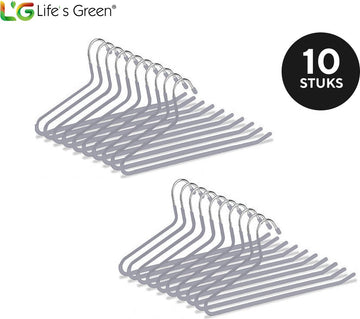 Life’s Green Broekhangers met antislip – Kledinghangers – Klerenhangers – Broek en Rok Houder - Set van 10 stuks - Grijs