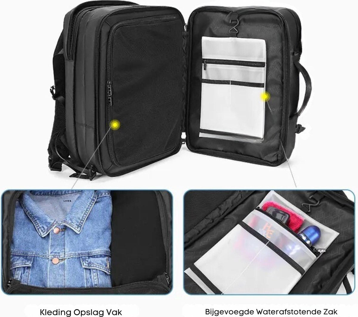 Arctic Hunter Rugzak - Laptoptas - Motortas - USB-aansluiting - Waterafstotend materiaal - Zwart - 32L
