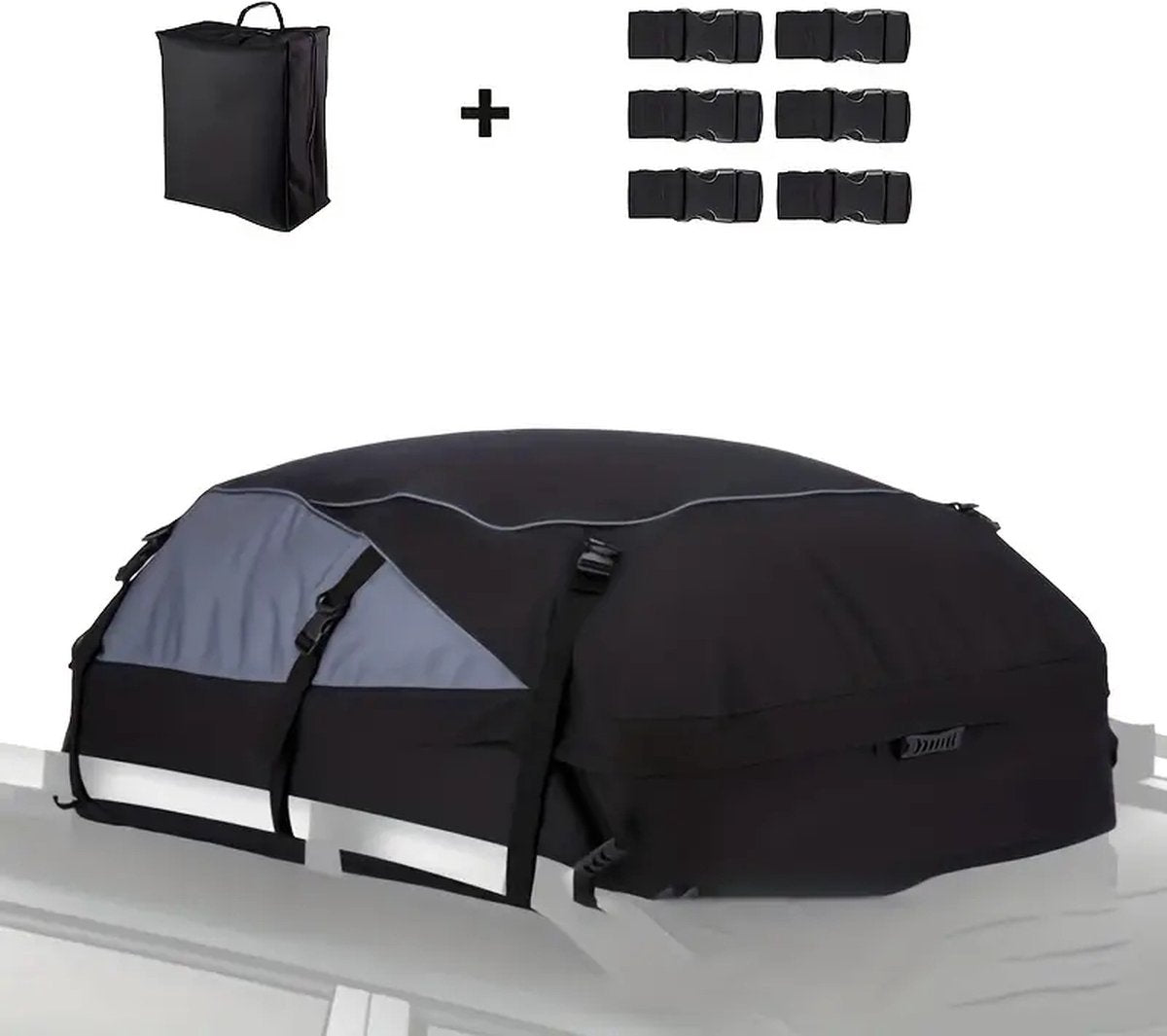 Foldable car roof bag 800L roof box - foldable travel bag car roof waterproof - BLACK