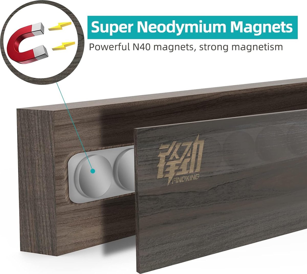 30 cm essenhout, magnetisch, om messen, scharen en ander keukengerei geordend en binnen handbereik te houden (exclusief messen)
