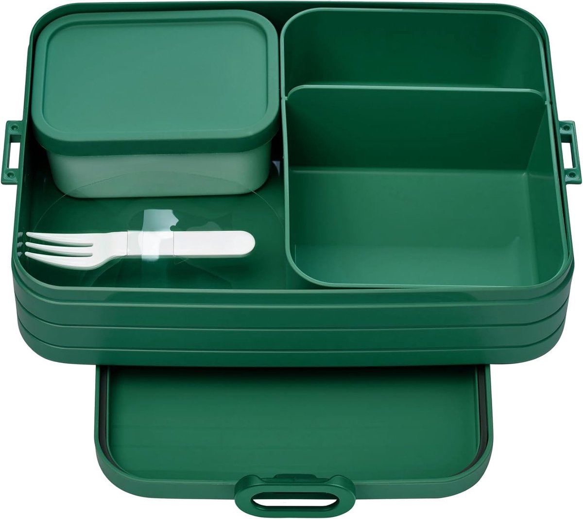 Large lunchbox with bento box, for 4 sandwiches or 8 slices of bread, lunchbox for small snacks and leftovers, lunchbox for adults, food box with compartments, Vivid Green