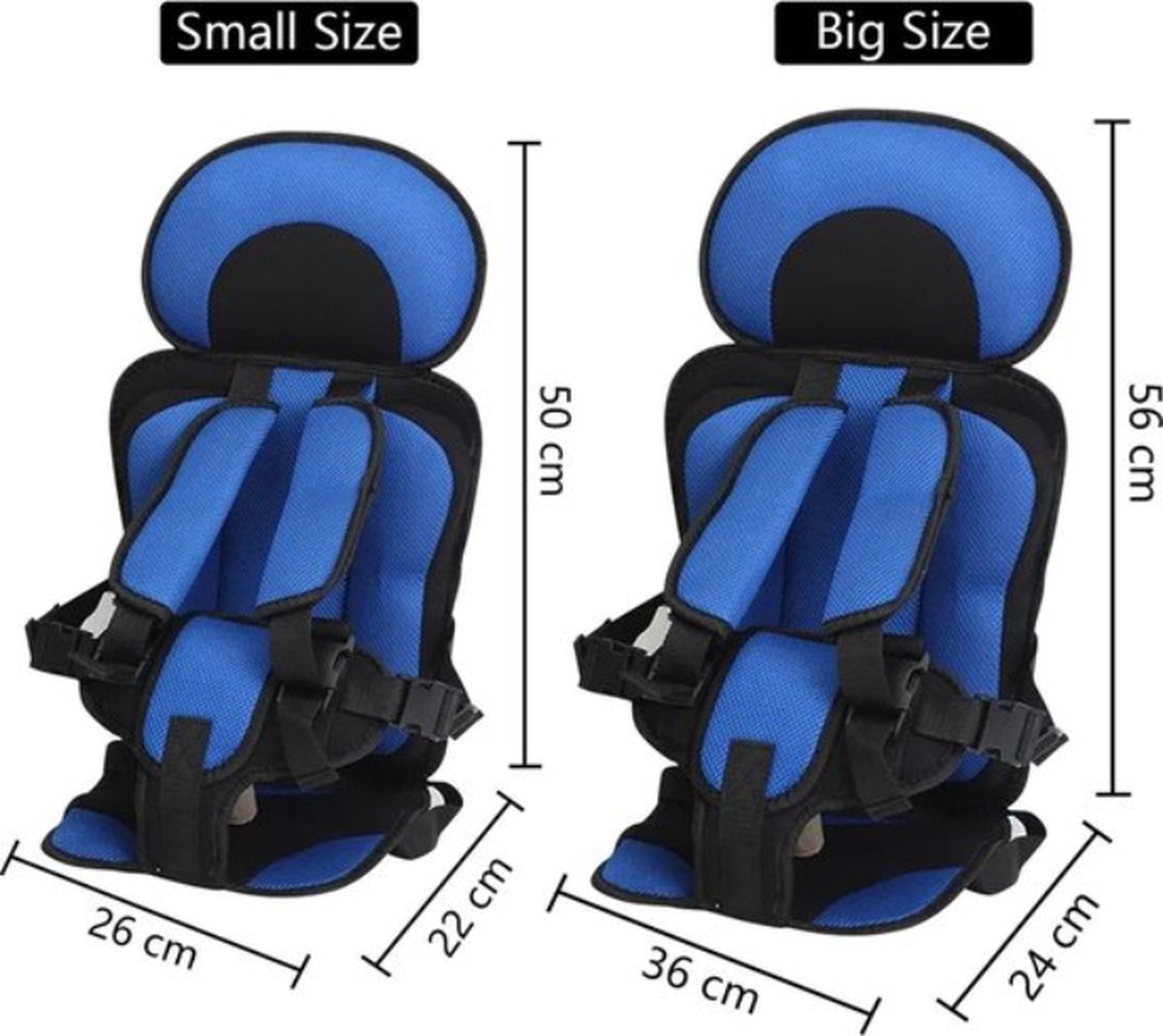 Car Booster Seat for 3 to 6 Years – Breathable and Adjustable Safety Seat with Seat Cushion and Portable Seat Mat – Suitable for Babies and Toddlers – 56x24x36 cm