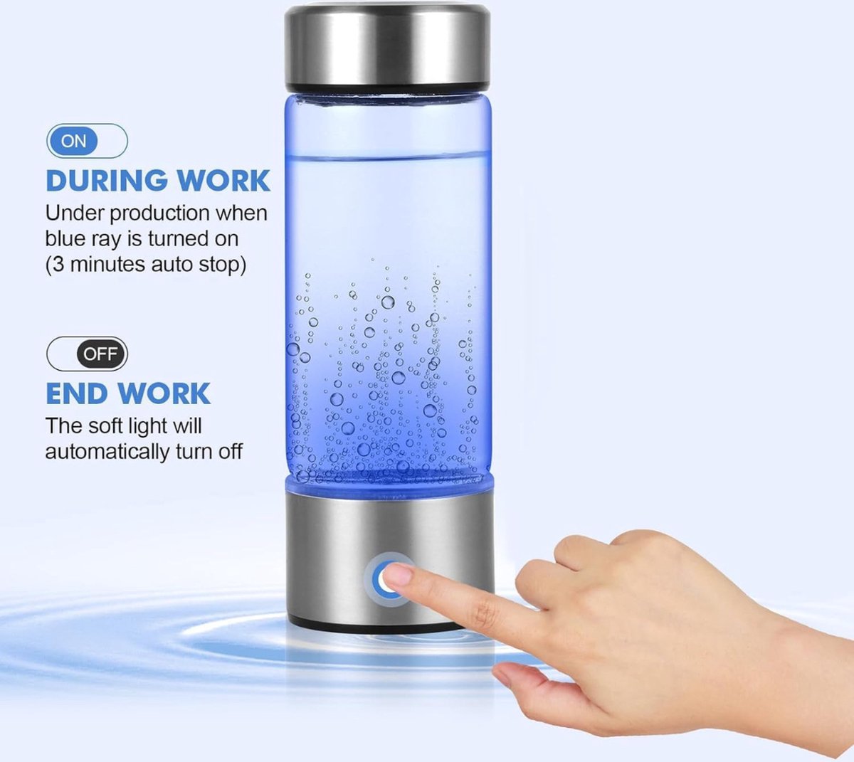 Equivera Waterstoffles - Waterstof Generator - Waterstofwater - H2 + Waterstof - Draagbare Drinkfles - Gezondheid - Incl. E-Book