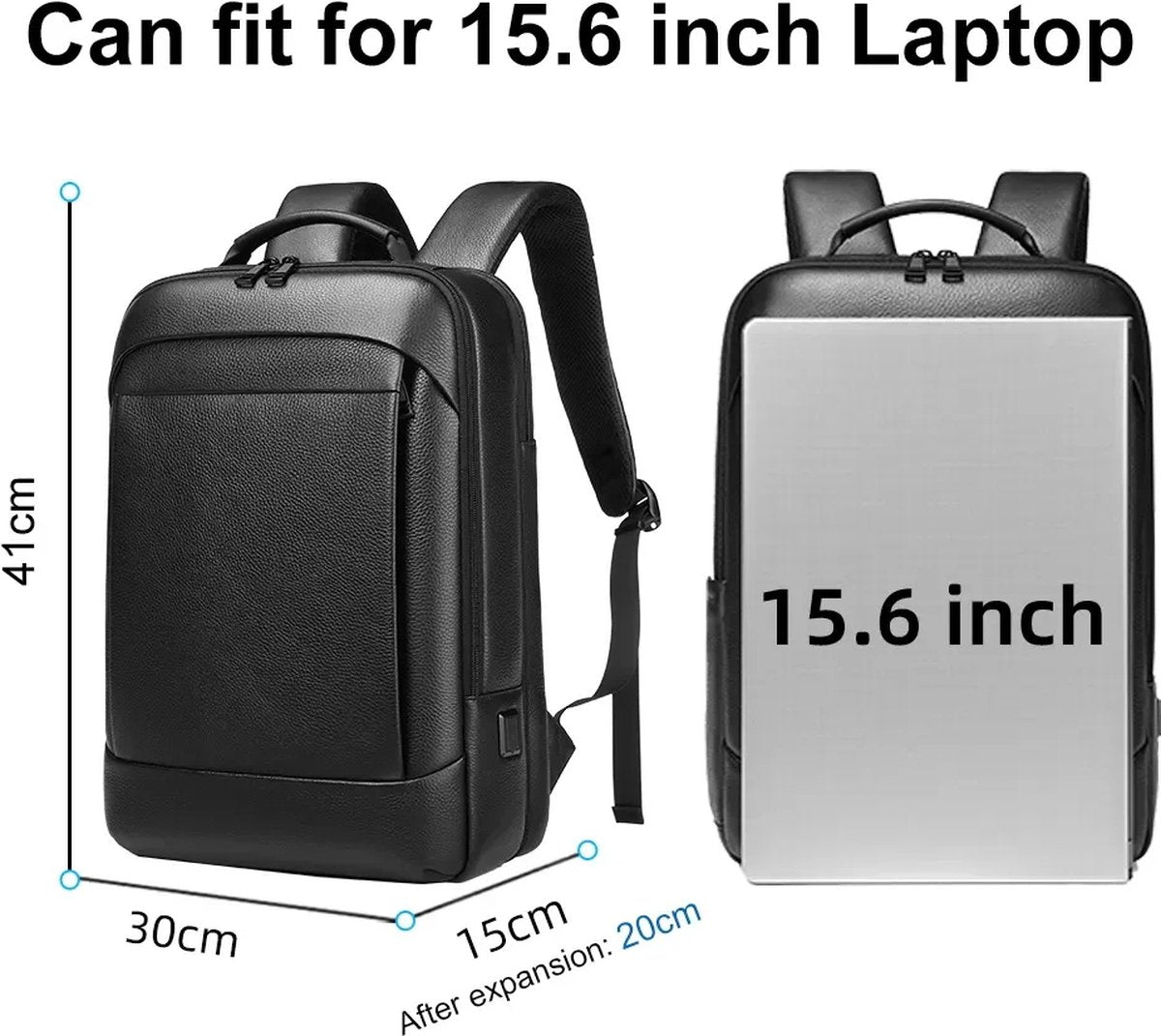 2024 Nieuwe Echt Lederen Rugzak voor Mannen - Toplaag Koeienhuid - Zakelijk en Casual - Waterdicht - Geschikt voor 15,6 Inch Laptop met USB-poort - Ideaal voor Werk, Zaken en Reizen
