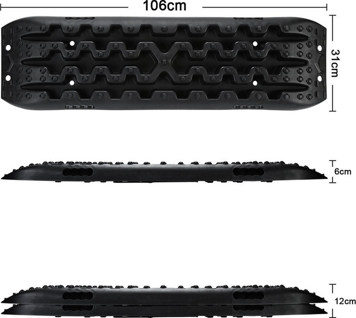 2 Pieces of Sand Plates, Off-Road, Traction Mat, Plastic, Starting Aid, Recovery Board, Tracks with Storage Bag and Installation Tool, for Off-Road Vehicles, Campers, Trucks