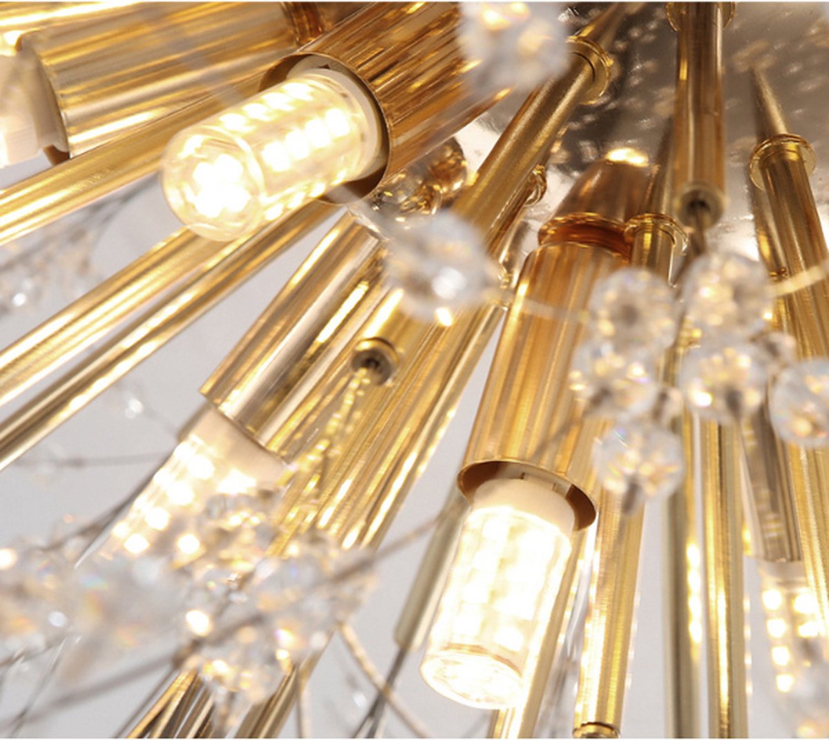 Crystal Ceiling Light | Chandelier | 6 Light Points | Gold | Crystal Plafoniere | 60 cm | Modern lamp