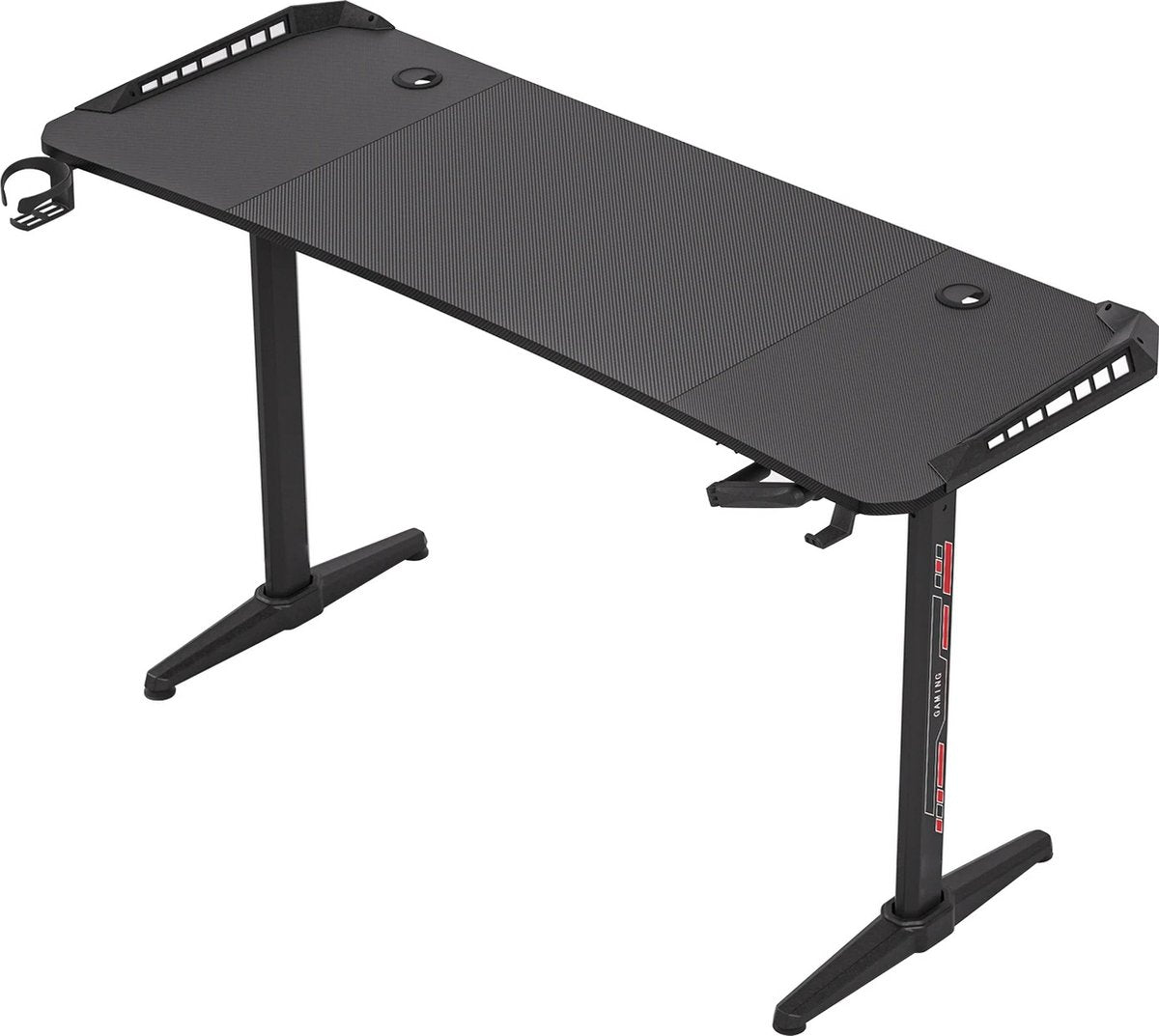 vanBoni Gaming Bureau Hoogte verstelbaar - Gaming Desk - Gaming Bureau met Led Verlichting - Zit Sta Bureau - 160x60x120CM - Zwart