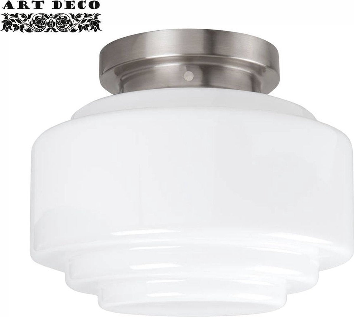 Art deco plafondlamp Cambridge | Ø 25 cm | staal / wit / opaal glas | gispen / retro / jaren 30