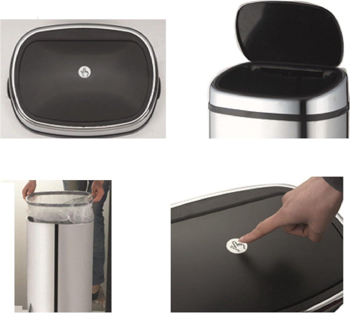 Poubelle 60L CITY Inox - One Touch Afvalbak met Sensor vuilnisbak 60 liter