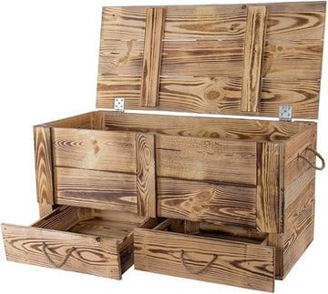 Dekenkist â€“ Opbergkist Binnen â€“ Zitbank Met Opbergsysteem â€“ Houten Kist Met Deksel â€“ Speelgoedkist Voor Kinderen â€“ Voor Slaapkamer & Woonkamer â€“ Met Lade's - Bruin
