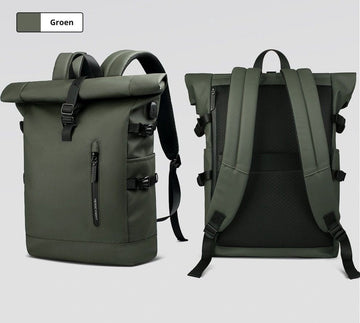Avoir Avoir® Rolltop Rugzak - Dames en Heren - Waterdicht - Laptoptas 15,6 Inch - 40 Liter Rugtas - Verstelbare Reistas - Backpack Rugzak Groen