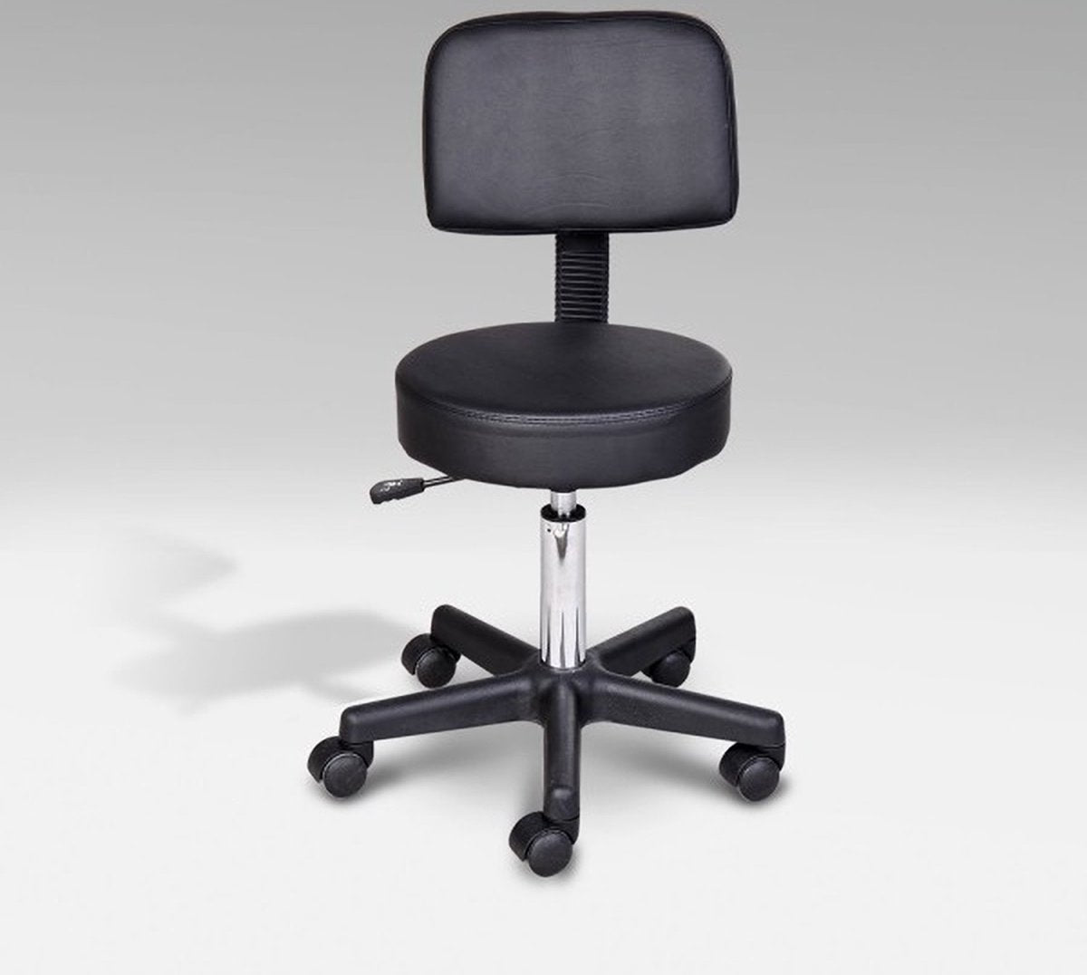 Tabouret comfort - Tabouret with backrest - Work stool - Swivel stool - Hairdressing stool - Height adjustable - Black
