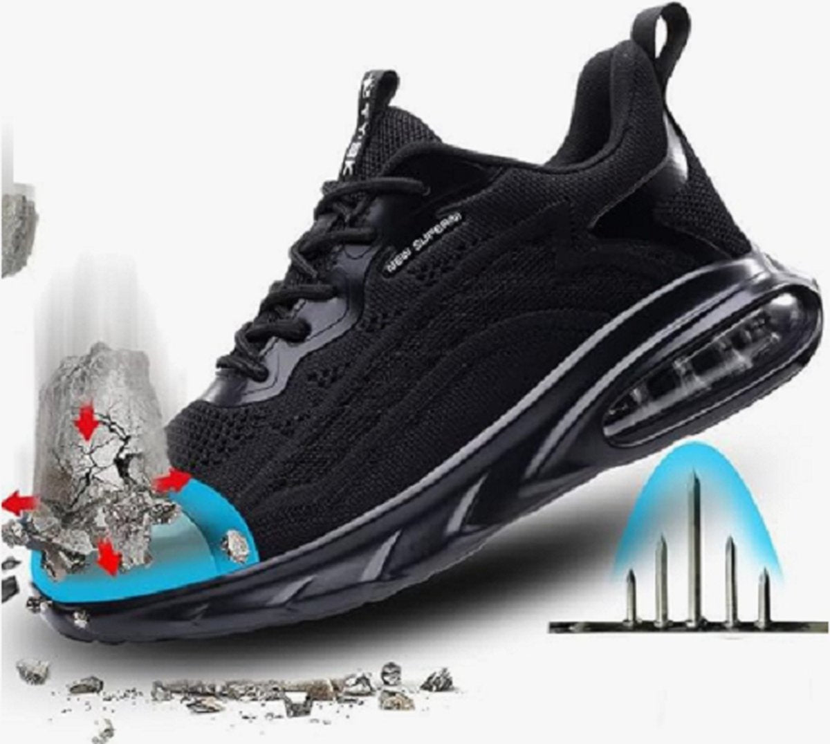 Safety shoes - safety shoes for work - Women/Men - Size 42 - S1P - Sneakers - Sneakers for work - Shockproof - Puncture-resistant sole - Non-slip - Steel toe