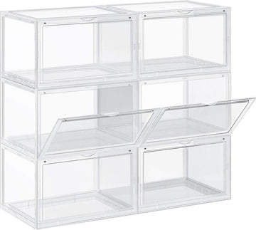 Schoendozen, set van 6 stapelbare schoen organizers - Transparant Plastic - 46, 36 x 28 x 22 cm