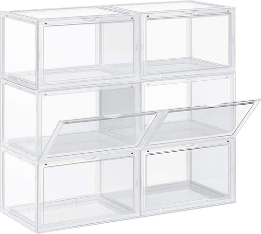Schoenendozen, set van 6 stapelbare schoenenopbergers - Transparant Plastic - 46,36 x 28 x 22 cm