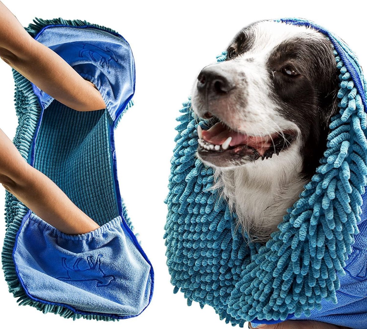 Dog Bath - Large Dog Shammy Towel - Ultra Absorbent - Durable - 35 x 15 Size - All Breeds - Fast Drying - Chenille Fabric - Machine Washable Dog Bath