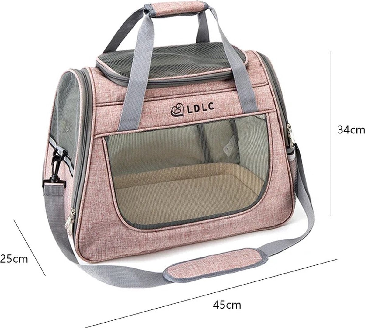 Bealive® Honden draagtas - Katten draagtas - Hondentas - Reistas voor huisdieren - Transporttas - Roze - 45 x 25 x 34 cm