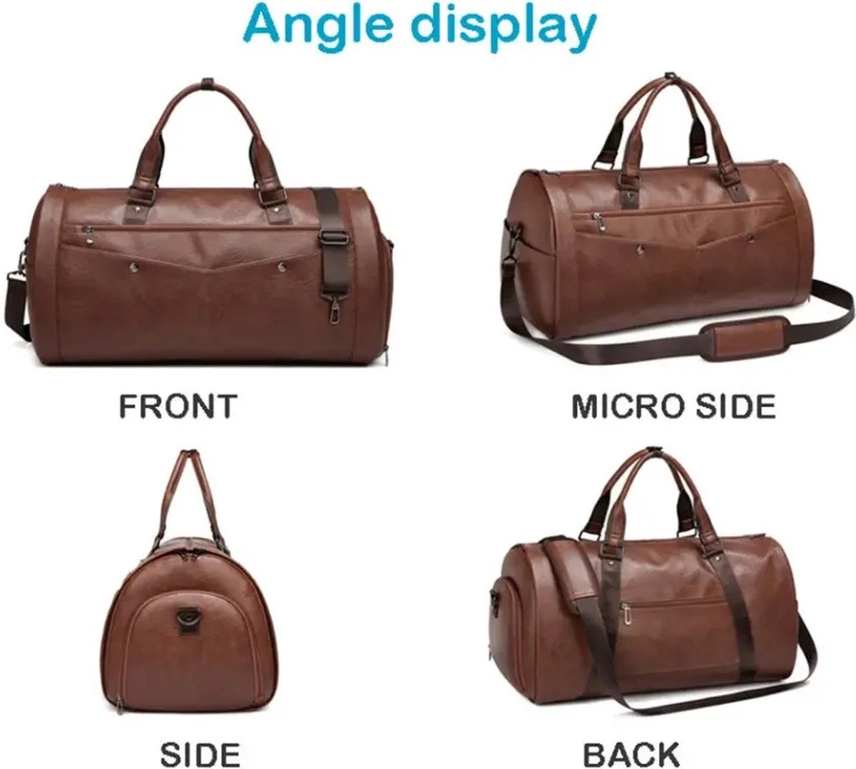 Leren Slimme Reistas Opvouwbare Binnenkant Voor Kleding Pak Multifunctionele Slimme Reistas Waterdicht Extra Grote Ruimte Weekendtas Draagbare Bagagetas Training Sport Tas Slimme Koffer Vakantie Zomer Bruin 58L