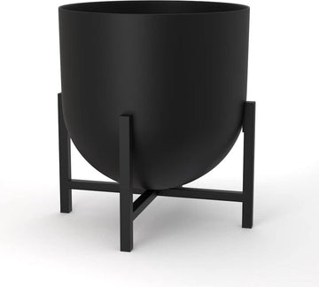 Bloempot met plantenstandaard - metalen plantenpotten voor binnen 22 cm grote bloempot (zwart)
