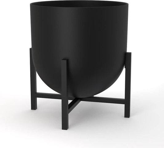 Bloempot met plantenstandaard - metalen plantenpotten voor binnen 22 cm bloempot (zwart)