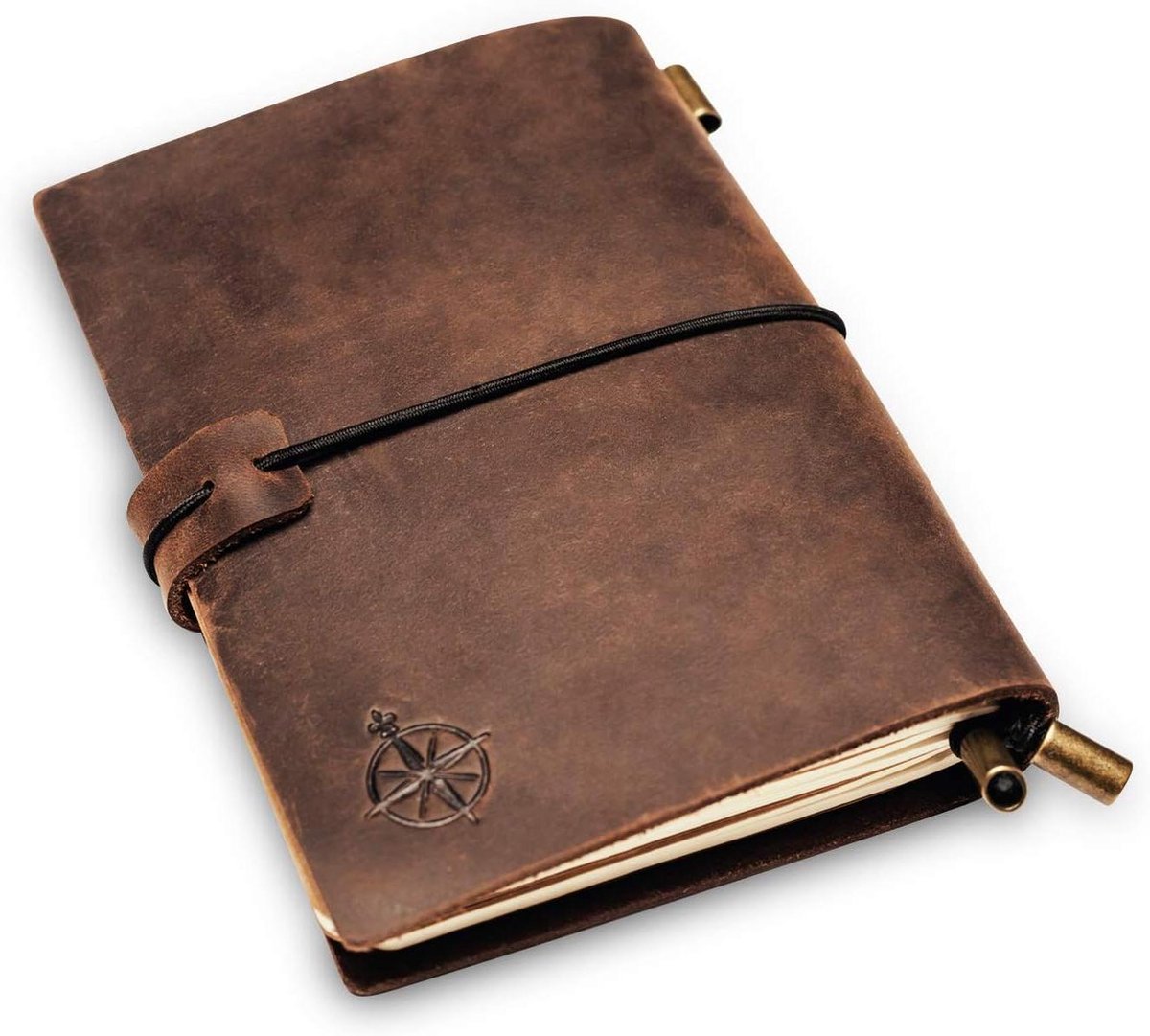 Klein hervulbaar leren zaknotitieboekje voor op reis - Mini-dagboek voor schrijven - Perfect cadeau voor reizigers en professionals - Organizer en dagboek - 12,5 x 9cm
