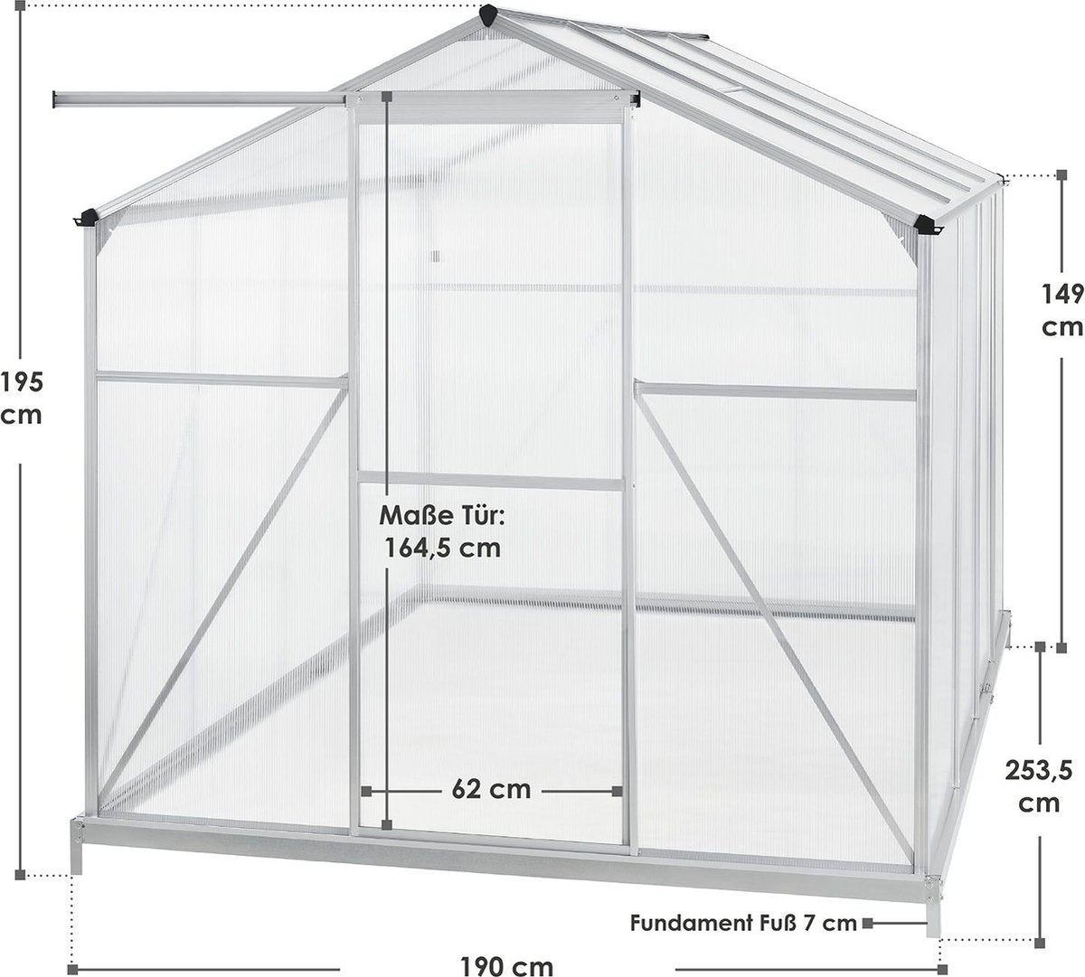 Aluminium Broeikas / Kweekkas- kweekkas - GH250F1 - 4,75m² tuinkas