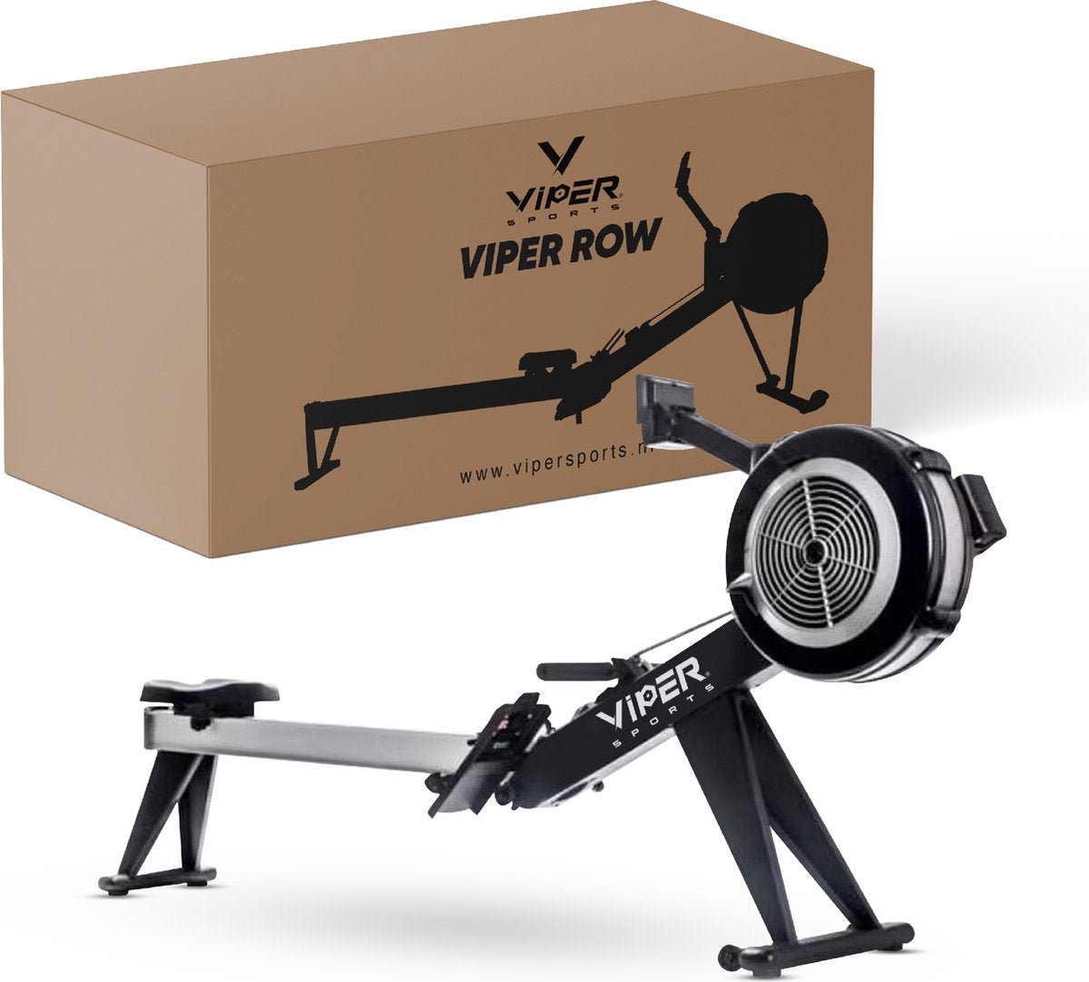 Viper Sports ViperRow – Roeitrainer – 238 x 65 x 112 cm – Roeimachine – Windweerstand - Opvouwbaar - 10 Niveaus - Zwart/Zilver