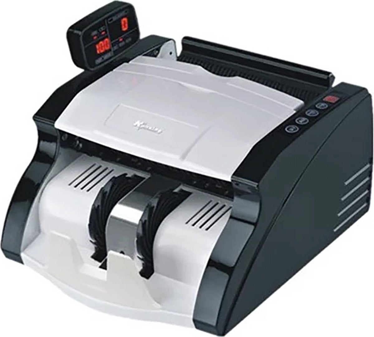 Money counting machine - up to 200 notes - 28x24.5x18.8cm - black white