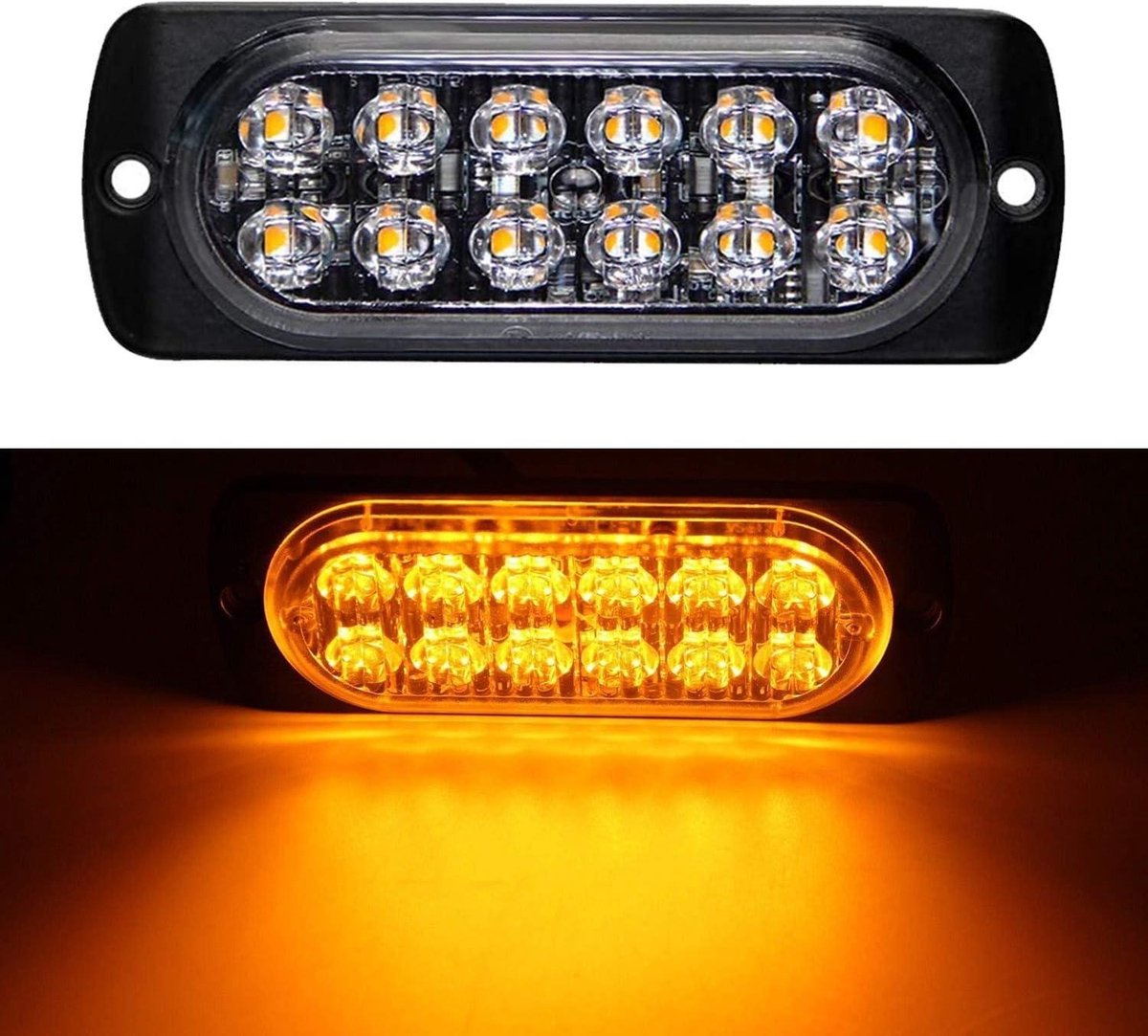 LED-noodstroboscoopknipperlichten 12-24 V voor auto's - waarschuwingslicht frontflitser - oranje flitser - knipperlicht auto vrachtwagen Vrachtwagen Accessoires