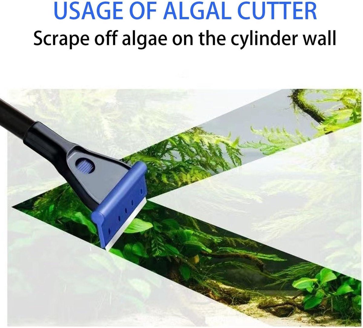 Aquarium Reinigingsset - 5 in 1 Ruitenreiniger - Aquariumaccessoire met Visnet en Algenschraper. Aquarium schoonmaken
