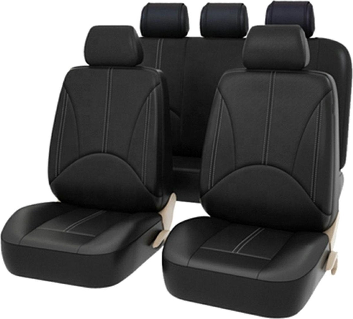Universal car seat covers - Eco Leather - Black - Car seat cover - Complete set - Seat cover set