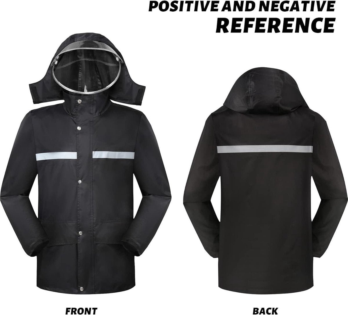 Heren Waterdicht Regenpak (Jack en Broek) Outdoor Anti-Storm Regenkleding met Veilige Reflecterende Strip ZwartM Zwart
