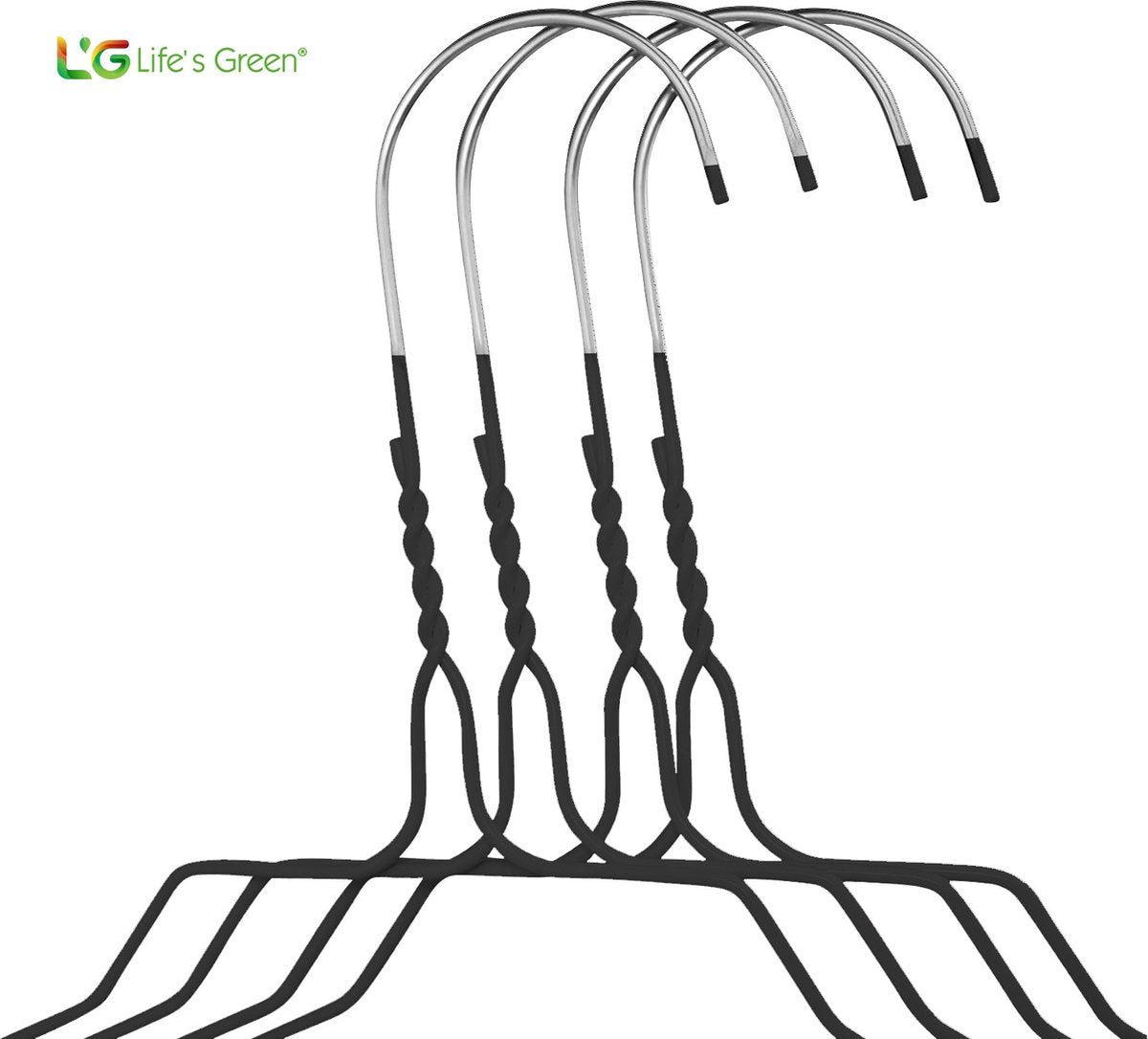 Life's Green® - Kledinghangers - 80 stuks - Kledinghanger LGS1900 - Zwart - Metaal