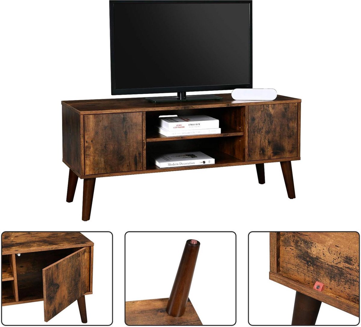 Industrial Design TV-kast - Retro Vintage Televisie Dressoir Wandmeubel Met Opbergruimte & 2 Deuren - Staand TV-meubel - Hout