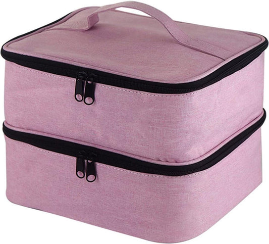 Double Nail Polish Storage Bag - Organizer for 30 Bottles - Portable Nail Polish Carrying Case with UV Lamp - Nail Art Accessories Nail Polish Case
