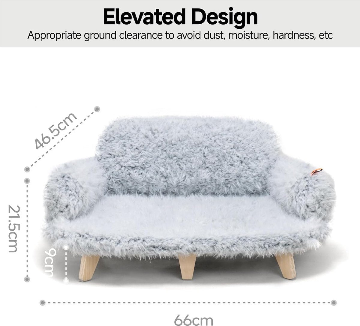 Cat sofa with stable wooden legs, cat chair bed, plush cat bed, warm and soft cat sofa for small dogs and cats, loadable up to 15 kg, grey