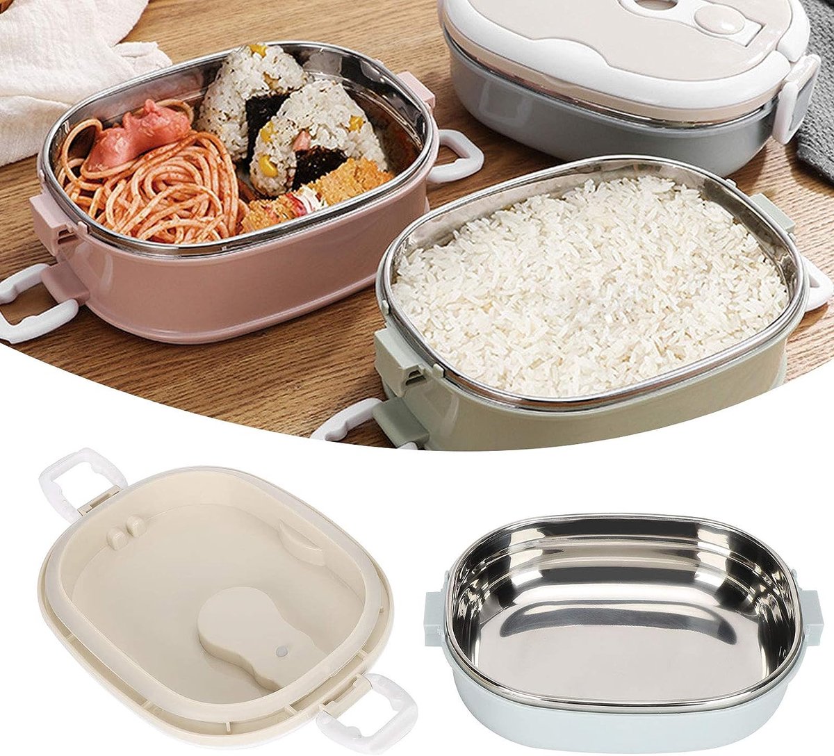 Thermos Bento-lunchbox met roestvrijstalen thermische isolatie, enkellaags 900 ml voedselcontainer voor kinderen, volwassenen, studenten, houdt voedsel warm, geschikt voor werk, school, kantoor