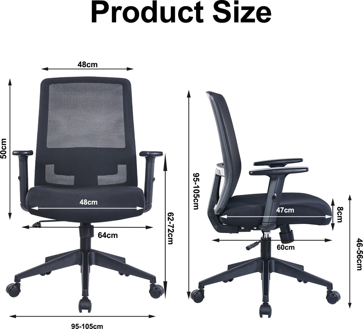 Aiidoits Ergonomische Bureaustoel - Bureaustoelen voor volwassenen - Ergonomische bureaustoel