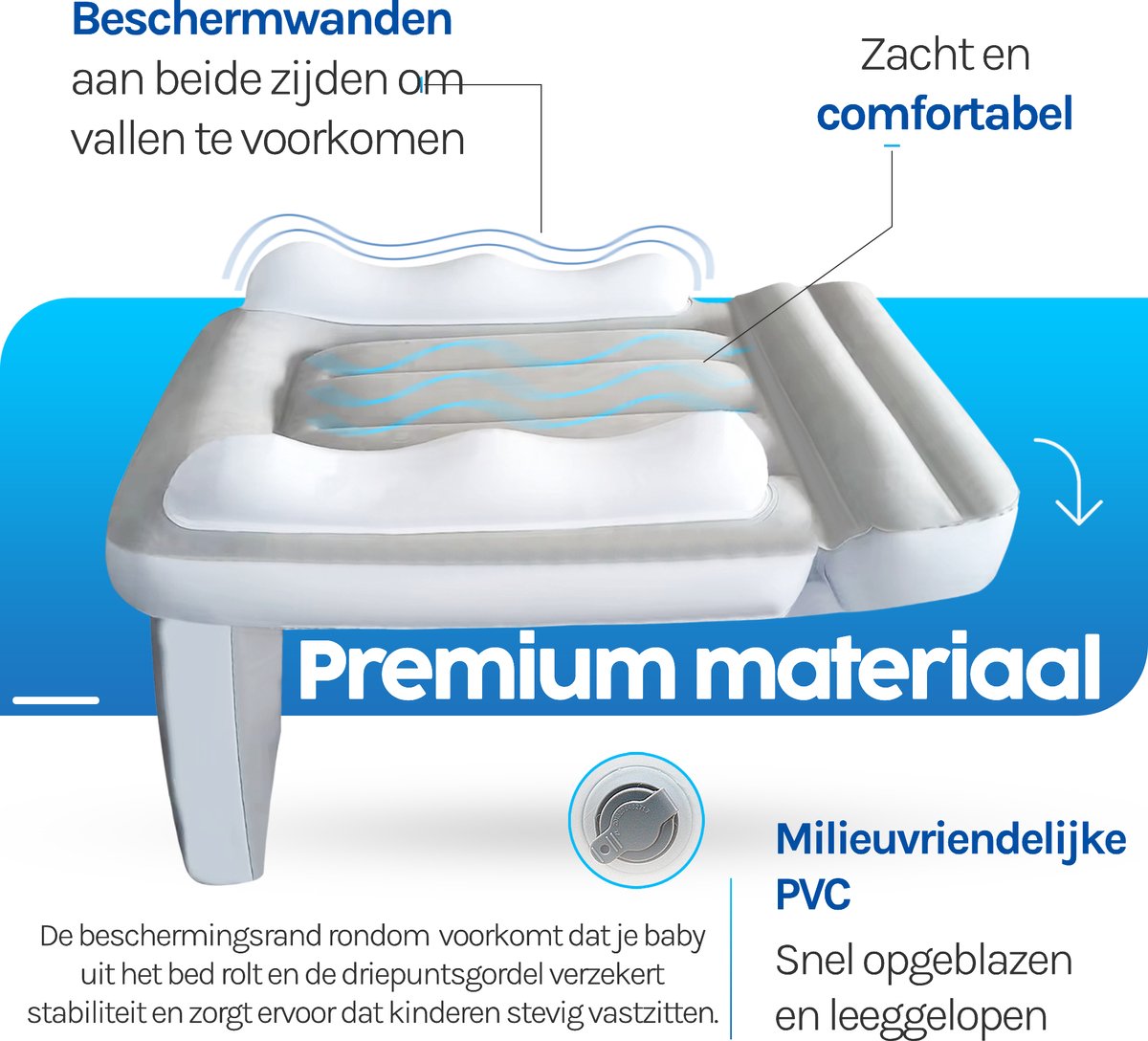 Inflatable Airplane Bed - Baby Airplane Mattress - Car Bed - Includes Storage Bag, Inflator Pump and Straps - Safe and Comfortable - Compact and Water-Resistant for Travel