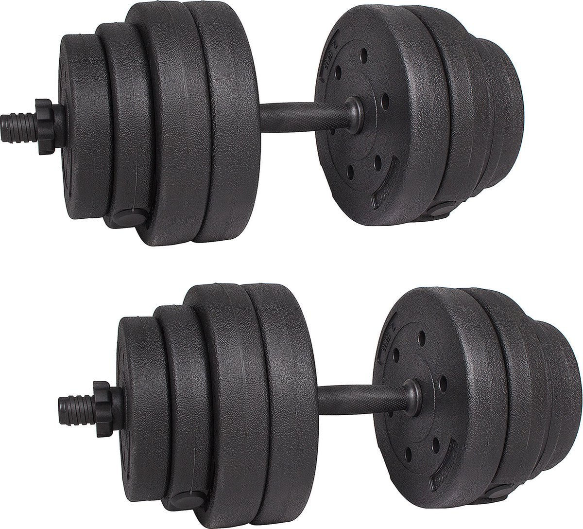 Springos Halters | Gewichten set | Halterset | 16 gewichten | 30 kg | Zwart