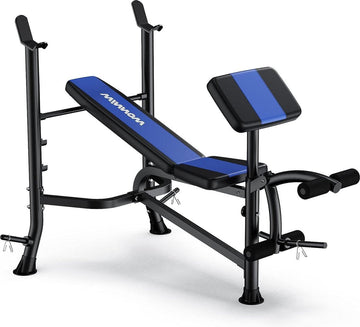 Verstelbare halterbank met beenstrekker en preacher curl - hometraining fitnessstudio gewichthefbank - full-body training - bankdrukken - halterbank voor thuis - fitnessapparatuur fitnessbank