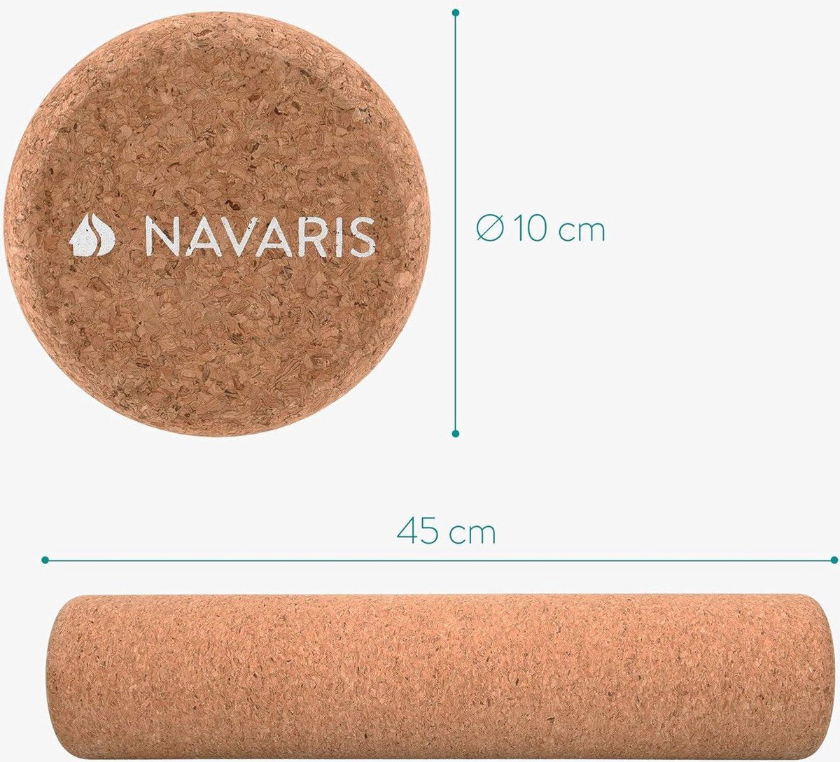 Foam roller - fascia kurkroller 45x10 cm - Bindweefsel roller - balansbord massage - Fitness pilates yoga - 100% kurk