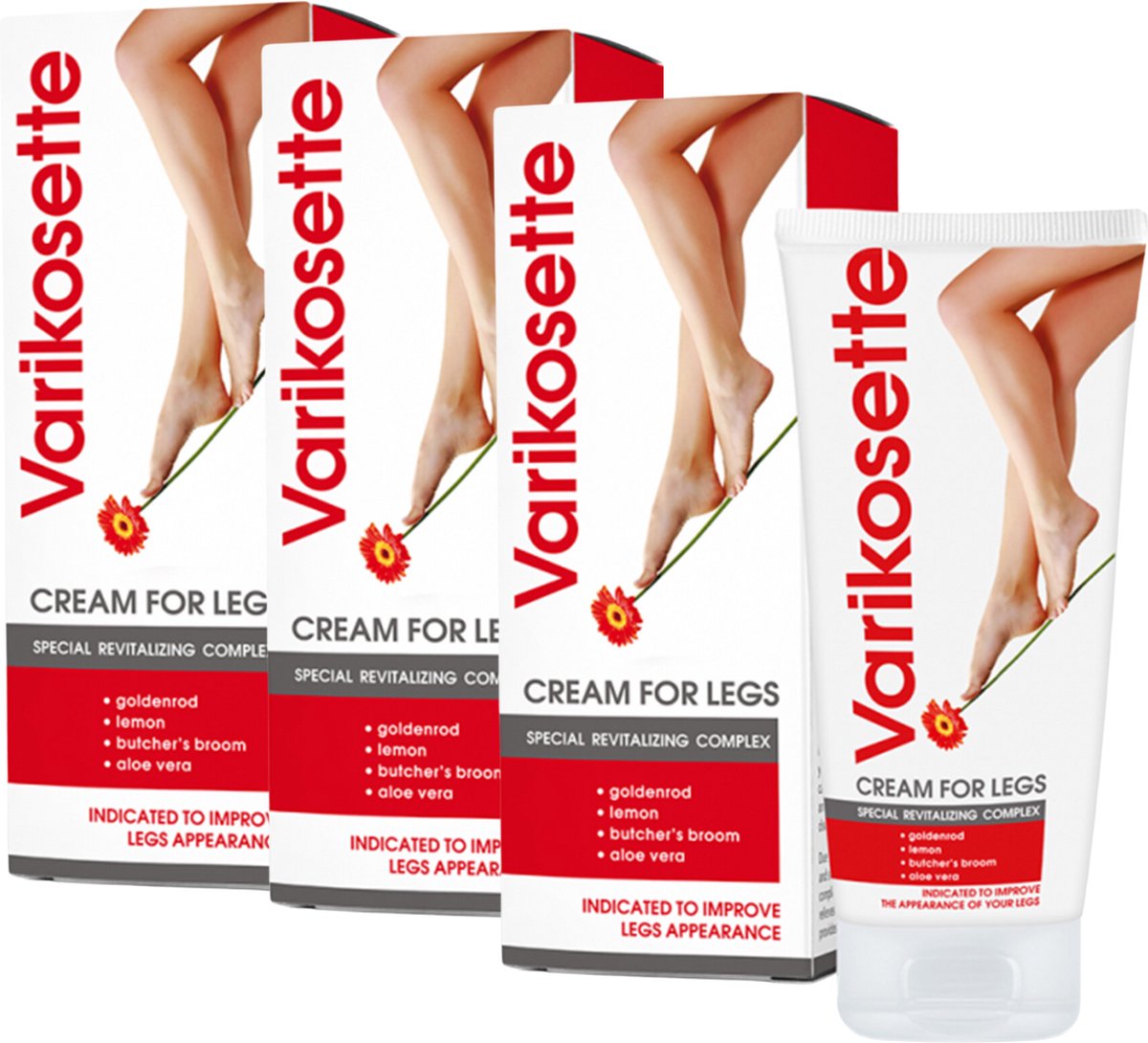 Varikosette - crème voor de benen - zware benen - vermoeide benen - spataderen - doorbloeding - etalagebenen - 2+1 gratis