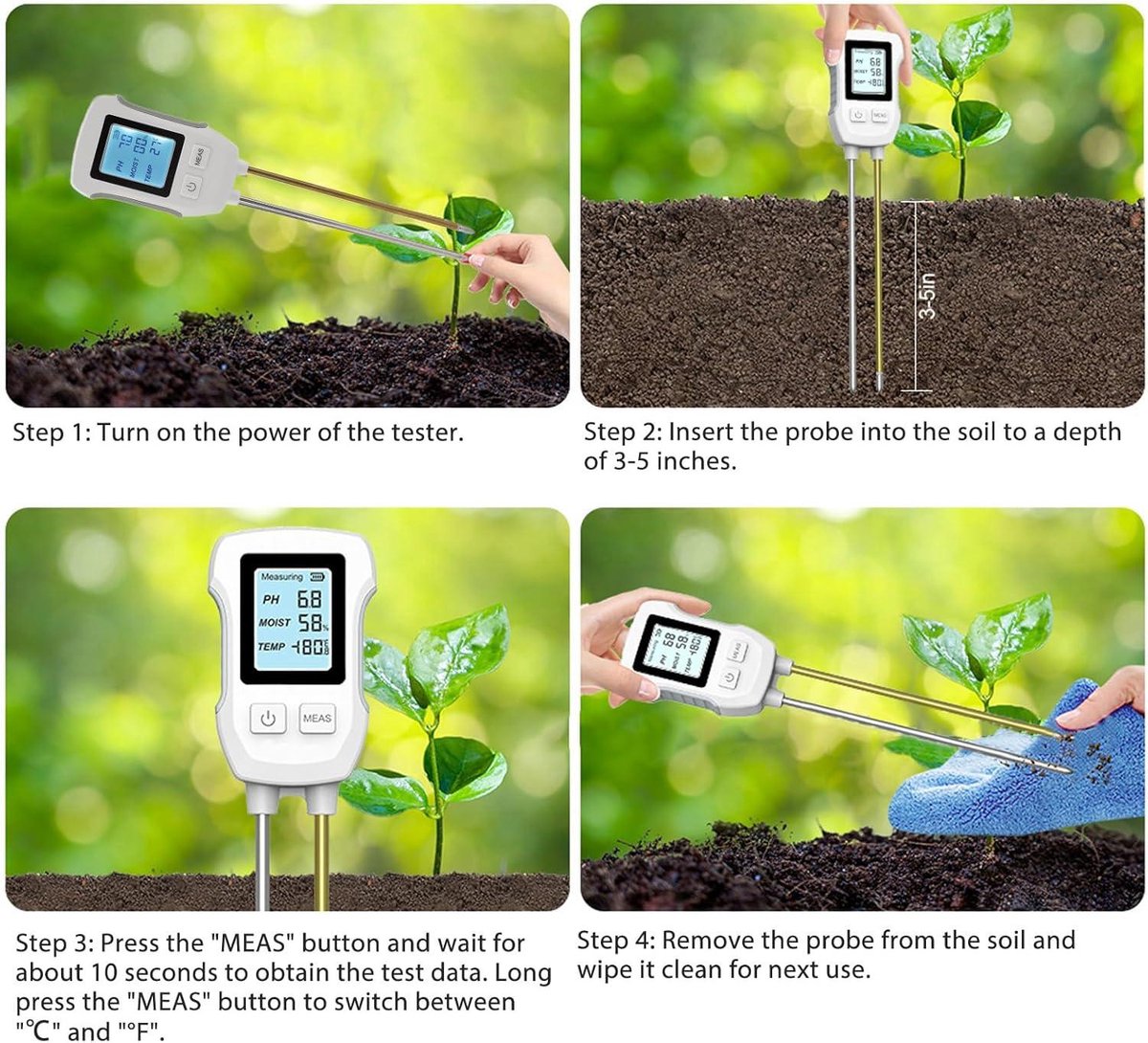 Highly Accurate Soil Moisture Meter with Digital Display - Soil Moisture Tester - Dual Probe - Soil PH Meter