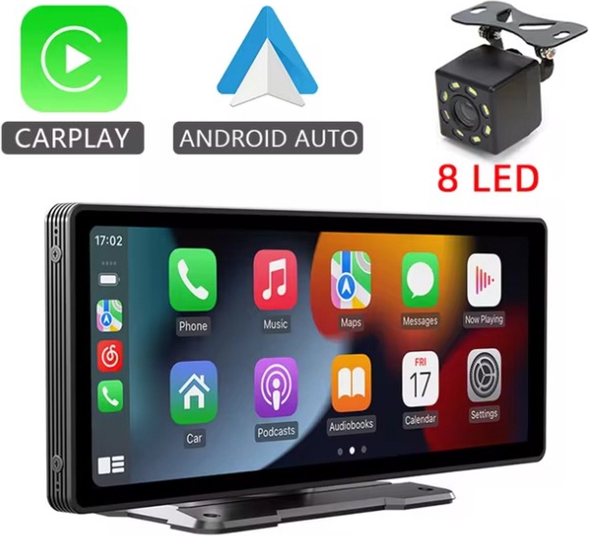 Carplay - Carplay Scherm - Apple Carplay - Android Auto - Touchscreen - Inclusief Achteruitrijcamera - 10 Inch - Zwart