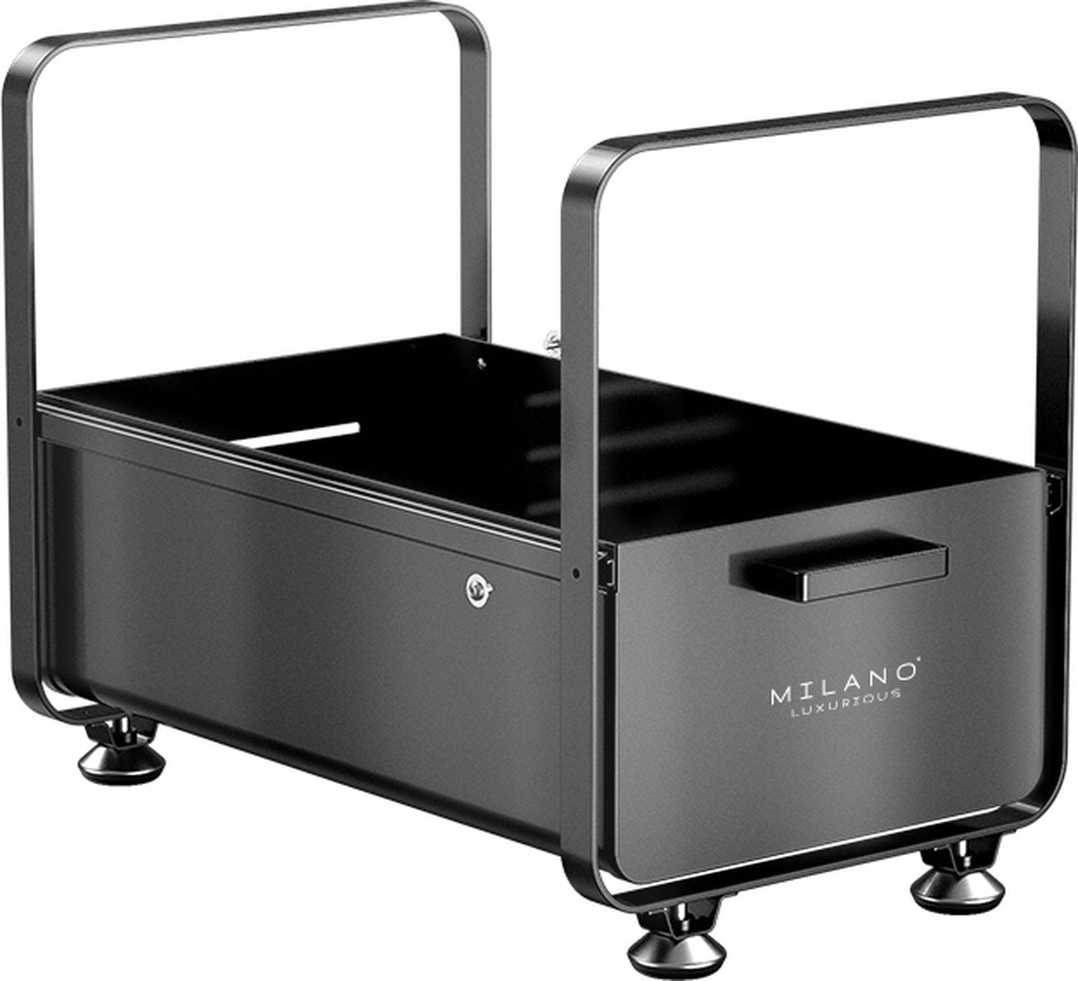 Milano Luxe organizer lade zwart – Keuken ladekast – Gootssteenkast organizer – Opbergrek voor het aanrecht – Tweelaags ladesysteem – Opslag voor keukenkast of badkamerkast