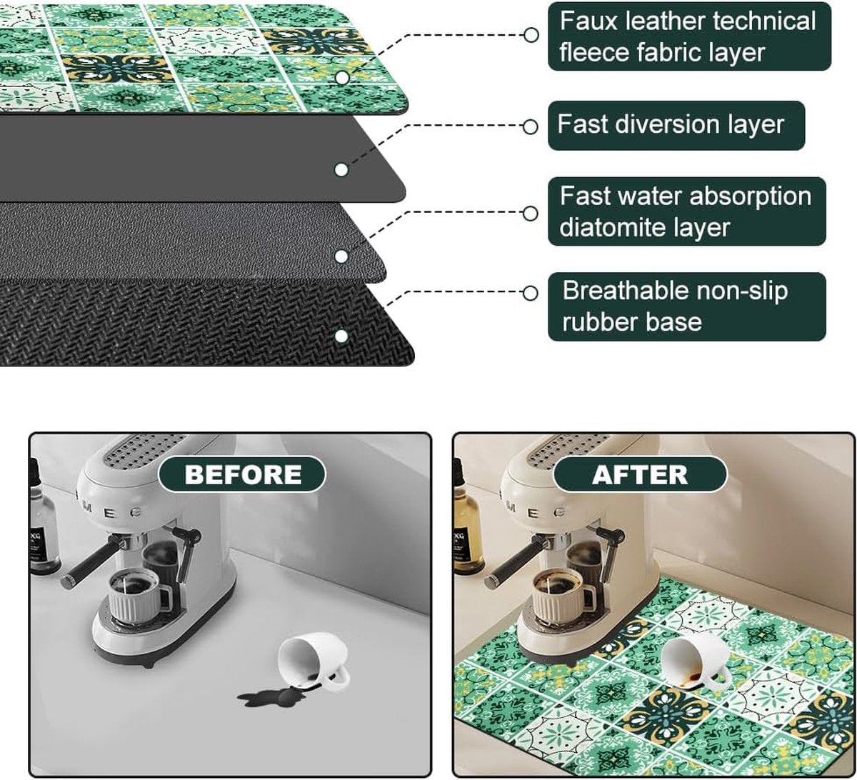 Coffee machine drip mat, absorbent drying mat, 40x50cm coffee machine mat base, absorbent draining mat, dish drying mat for kitchen, bathroom, countertop