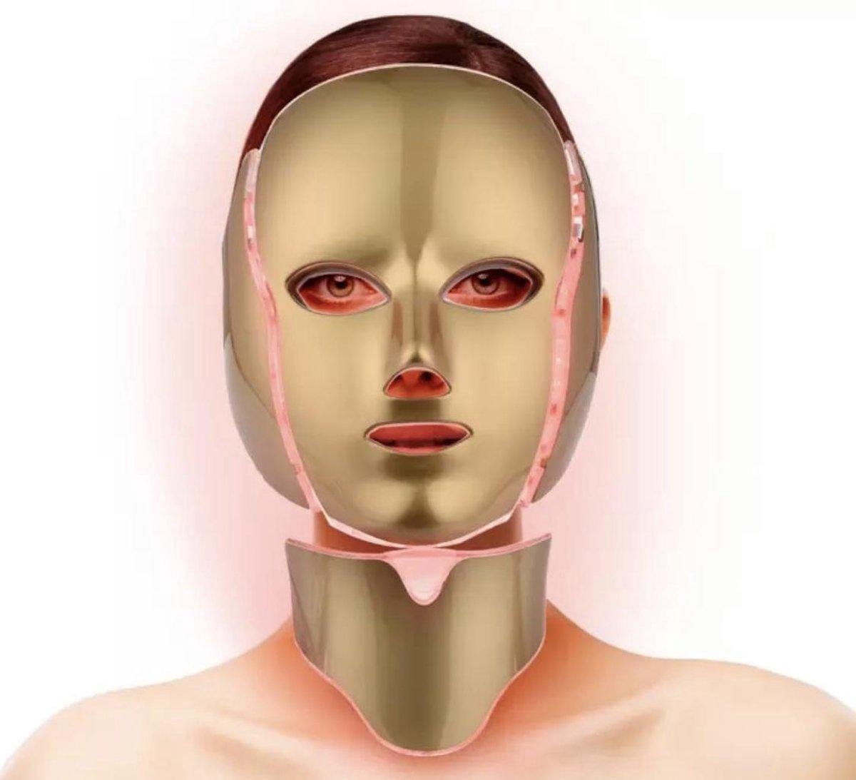 VENEUX® 7-in-1 LED-gezichtsmaskermachine – Huidverjongingsapparaat – Lichttherapielamp – Tegen rimpels, acne en puistjes – Goud